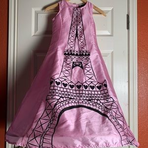 pink dress with paris print